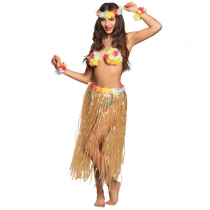 Hawaïset Paradise (hoofdband, schelpenbeha, rokje en 2 armbanden)
