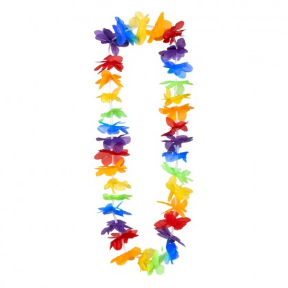 Hawaïset Rainbow (hoofdband, hawaïkrans en 2 armbanden)