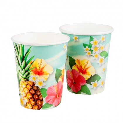 Set 10 papieren bekertjes Paradise (25 cl)