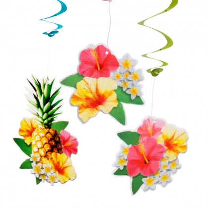 Set 3 decoratieswirls Paradise dubbelzijdig (85 cm)