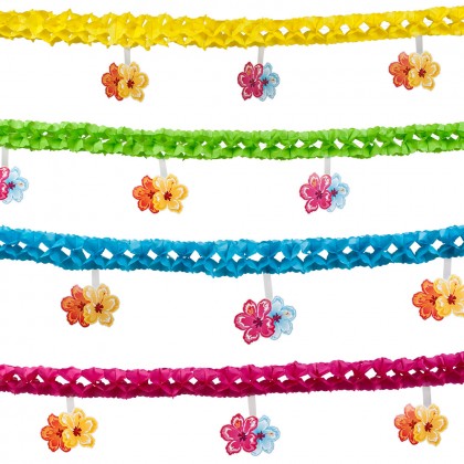 Papieren slinger Hibiscus 4 kleuren ass. dubbelzijdig (4 m)