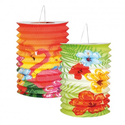 Set 2 Papieren lampionnen Hibiscus (16 cm)