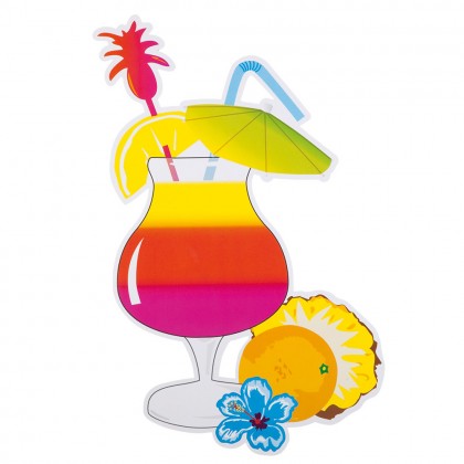 Set 4 kartonnen decoraties hawaï