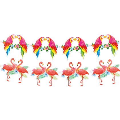 Papieren slinger Tropical 2 ass. dubbelzijdig (3 m)