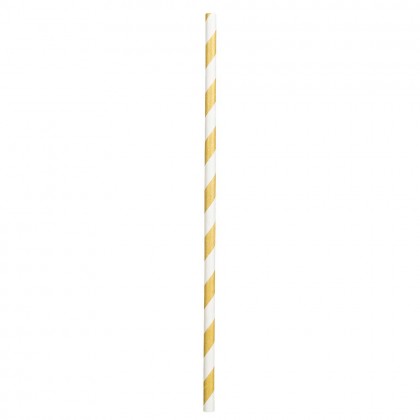 Set 20 papieren rietjes goud/wit (20 cm)