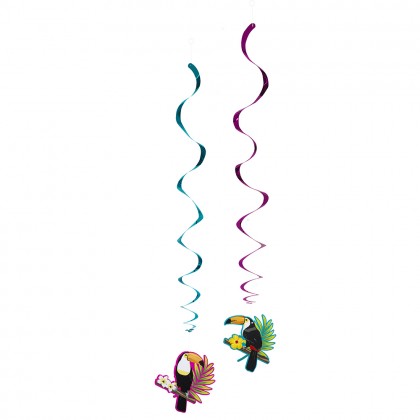 Set 2 decoratieswirls Toekan dubbelzijdig (85 cm)
