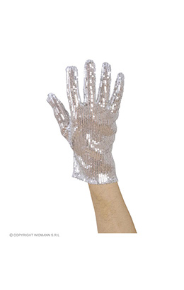 handschoen zilver pailletten