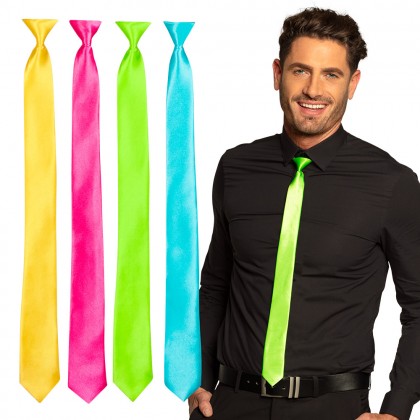 Stropdas Shiny 4 neonkleuren ass. (50 cm)