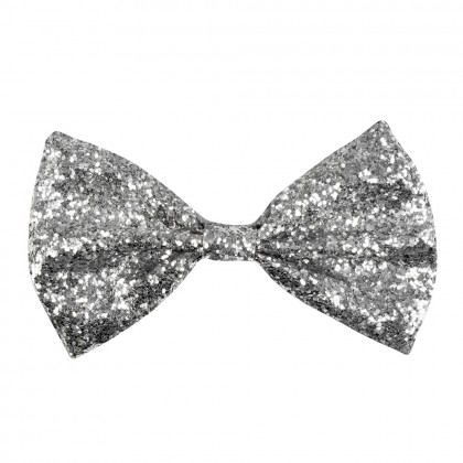 Vlinderstrik Glitter zilver