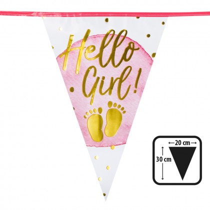 Folievlaggenlijn 'Hello girl!' (30 x 20 cm, 6 m)
