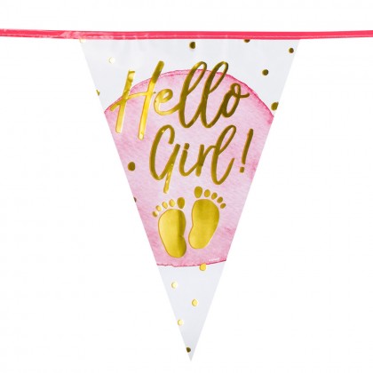 Folievlaggenlijn 'Hello girl!' (30 x 20 cm, 6 m)
