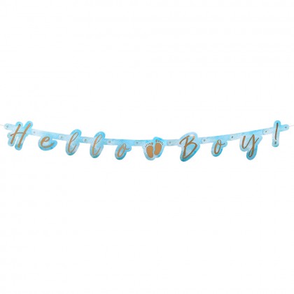 Kartonnen letterslinger 'Hello boy!' (1,4 m)