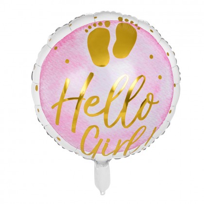 Folieballon 'Hello girl!' (Ø 45 cm)
