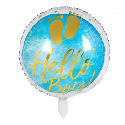 Folieballon 'Hello boy!' (Ø 45 cm)