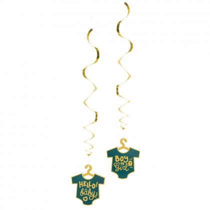 Set 2 Decoratieswirls 'Boy or Girl' dubbelzijdig (85 cm)