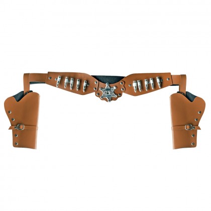 Cowboyholster dubbel Sheriff bruin (125 cm)