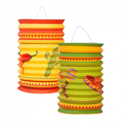 Set 2 Papieren lampionnen Mexico (16 cm)