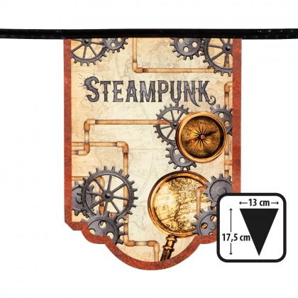 Kartonnen vlaggenlijn Steampunk dubbelzijdig (17,5 x 13 cm)(4 m)