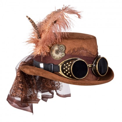Hoed Specspunk deluxe met partybril (high quality)