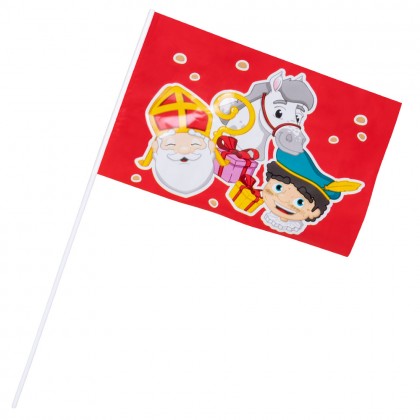 PE zwaaivlag Sinterklaas (17 x 25 cm / 40 cm stok)