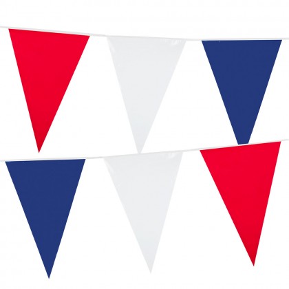PE vlaggenlijn promo rood-wit-blauw ( 20 x 30 cm)(10 m)