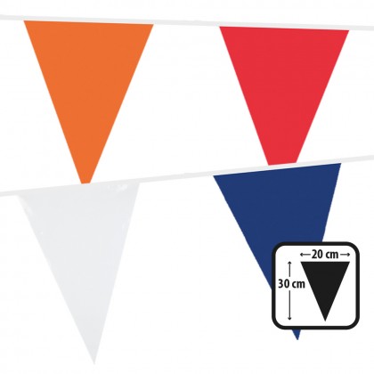 PE vlaggenlijn oranje-rood-wit-blauw (30 x 20 cm)(10 m)