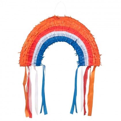 St. Piñata Regenboog oranje-rood-wit-blauw (28 x 45 x 7 cm)