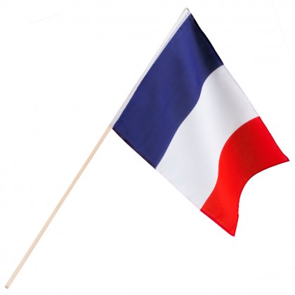 Polyester zwaaivlag Frankrijk (30 x 45 cm / 76 cm stok)