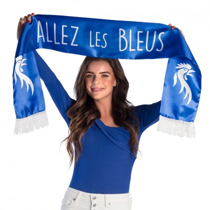 Polyester sjaal 'Allez les Bleus' dubbelzijdig (145 x 17 cm)