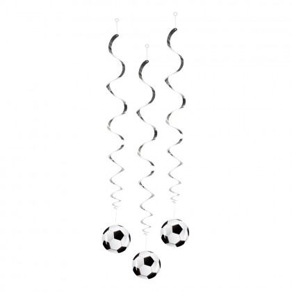 Set 3 decoratieswirls Football dubbelzijdig (85 cm)