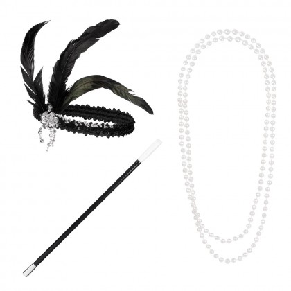 Set Flapper (hoofdband, ketting en sigarettenhouder)