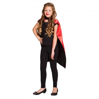 Kindercape Sundown zwart/rood omkeerbaar (90 cm)