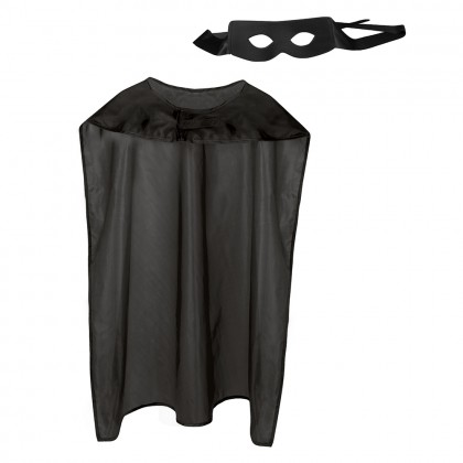 Set Hero zwart (oogmasker en cape 90 cm)