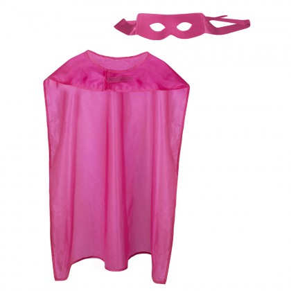 Set Hero knalroze (oogmasker en cape 90 cm)