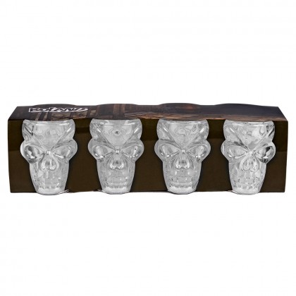 Set 4 plastic shotglaasjes Schedel (5 cl)
