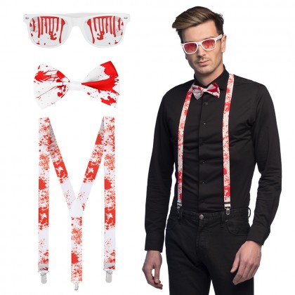 Set Bloody (partybril, vlinderstrik en bretels)