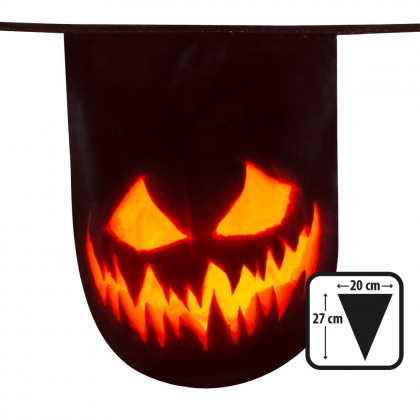 PE vlaggenlijn Creepy Pumpkin dubbelzijdig (27 x 20 cm)(6 m)