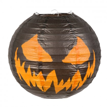 Papieren lampion Creepy pumpkin met draadstalen frame (Ø 25 cm)