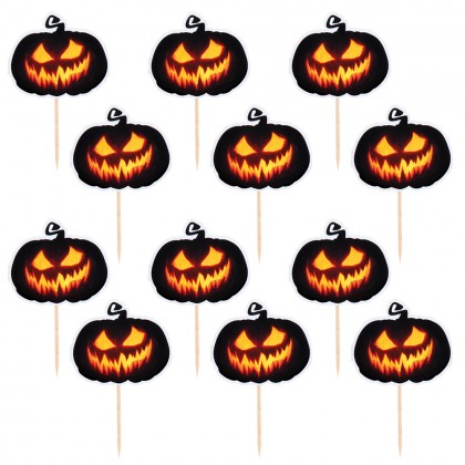 Set 12 cocktailprikkers Creepy Pumpkin (12 cm)