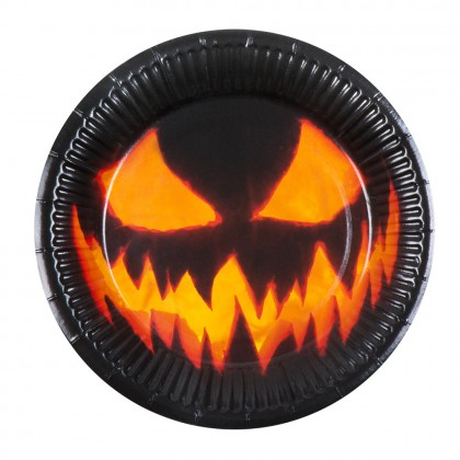 Set 10 papieren bordjes Creepy Pumpkin (Ø 23 cm)