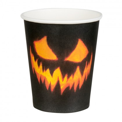 Set 10 papieren bekertjes Creepy pumpkin (25 cl)