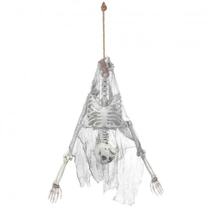 Hangdecoratie Skelet op zijn kop (140 cm)
