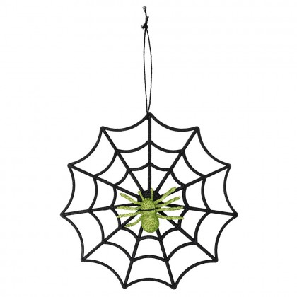 Spinnenweb Glitter met spin (30 cm)