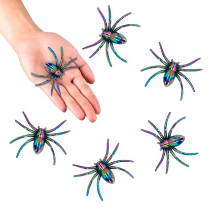 Set 6 spinnen iriserend (7 x 5,5 cm)