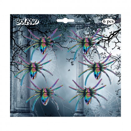 Set 6 spinnen iriserend (7 x 5,5 cm)