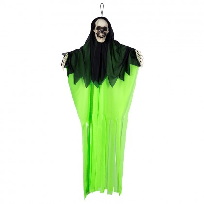 St. Hangdecoratie Schedelspook neongroen (90 cm)