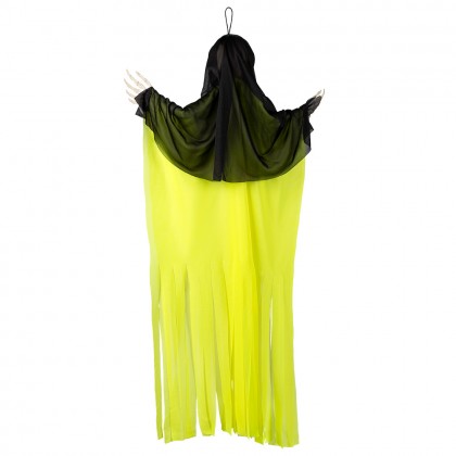 St. Hangdecoratie Schedelspook neongeel (90 cm)