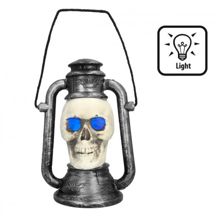 LED lantaarn Skull met 3 kleuren wisselend licht (26 x 18 cm)