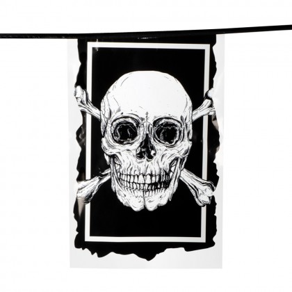 PE vlaggenlijn rechthoek Piraten (30 x 20 cm, 6 m)