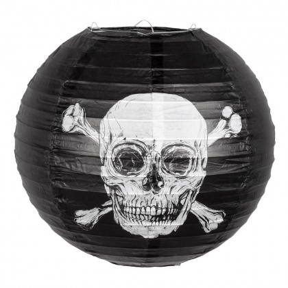 Papieren lampion Piraten met draadstalen frame (Ø 25 cm)